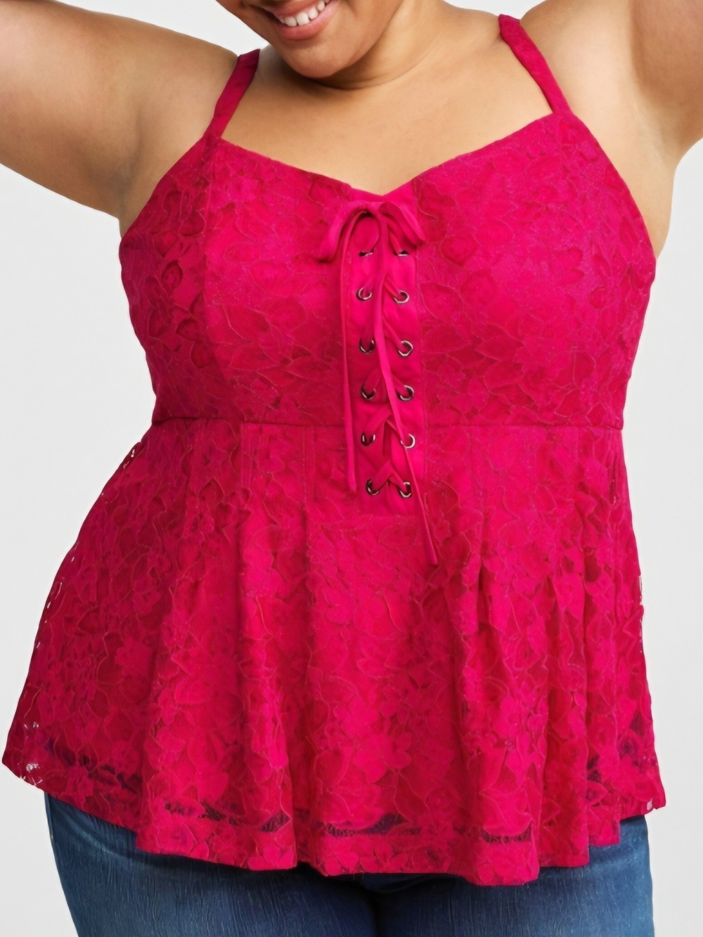 Torrid Lace Peplum Corset Top in Fuchsia Size 3 (22/24)